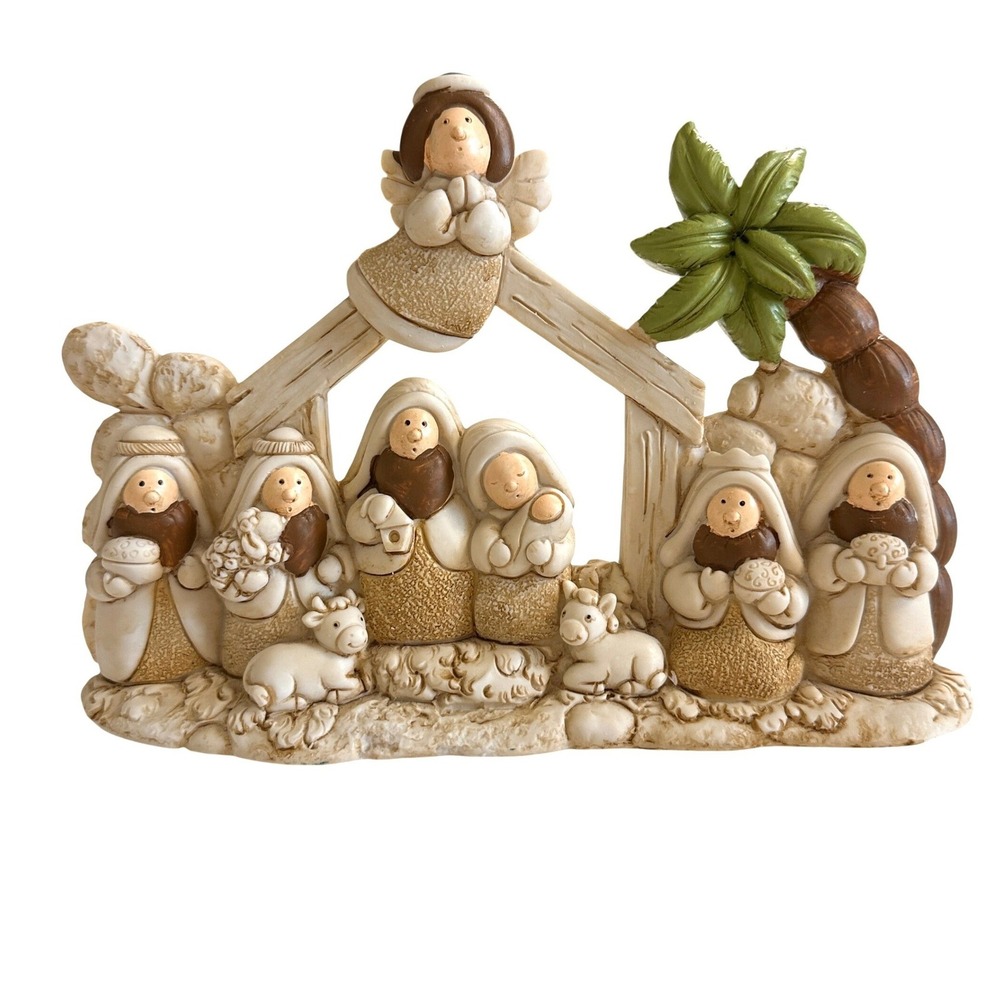 VTG Ferrari & Arrighetti Resin Nativity Scene Stable Holy Family Figurine Italy